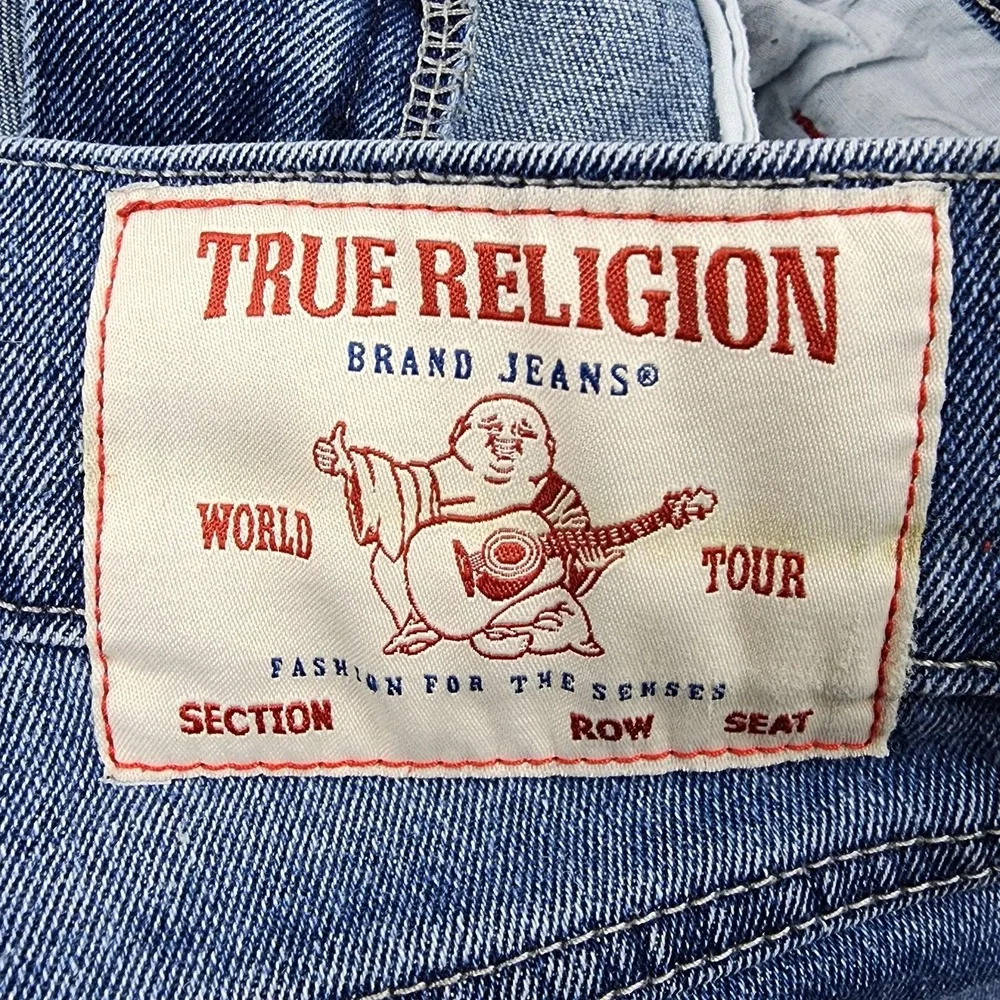 True Religion Rocco SN Flap Skinny Jeans Mens 29x31 Light Wash Distressed Denim